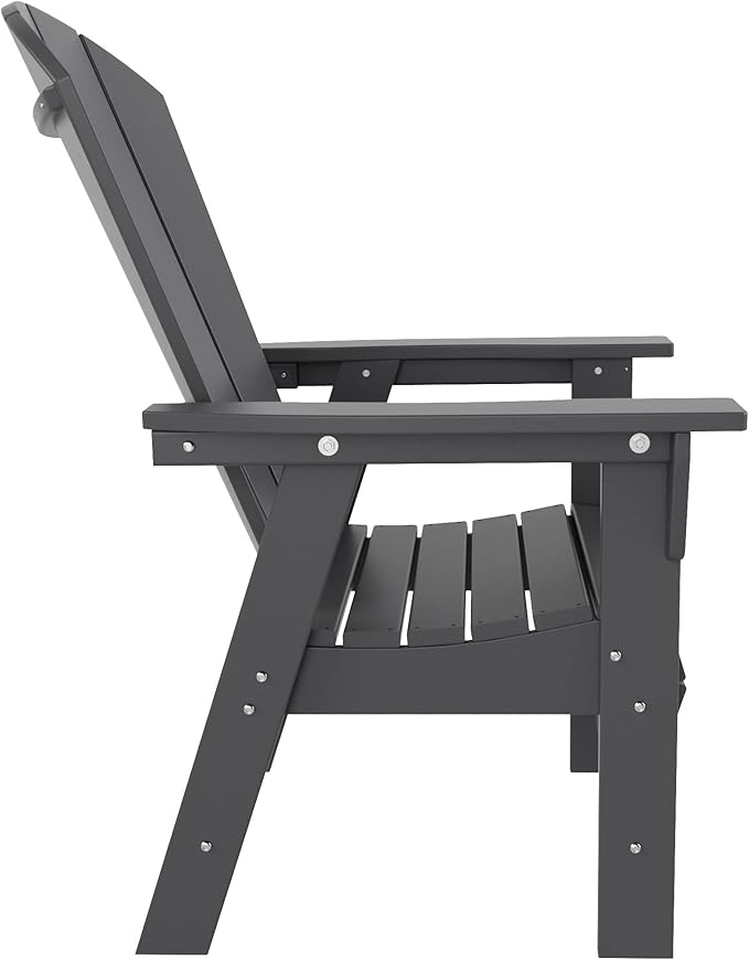 WestinTrends Malibu 5 Piece Adirondack Outdoor Dining Set, All Weather Poly Lumber Patio Table and Chairs Furniture Set, 43" Trestle Square Dining Table and 4 Adirondack Dining Chair, Gray