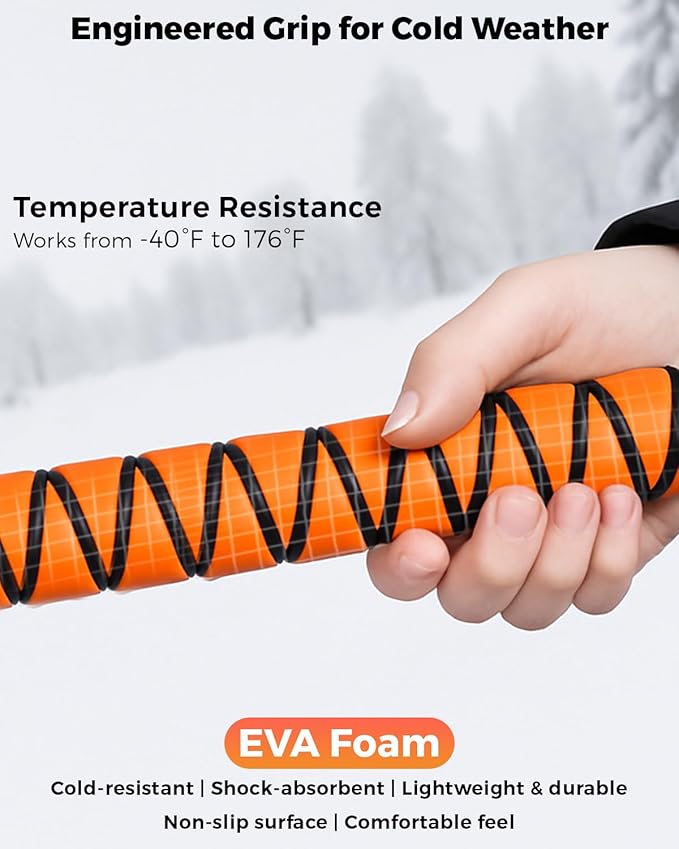 EcoNour 43" Ice Scrapers for Car Windshield Extendable | 3 Parts Detachable Telescopic Snow Brush for Car, Trucks, SUV | Long Snow Scraper with Brush | Car Winter Accessories (2 Pack)