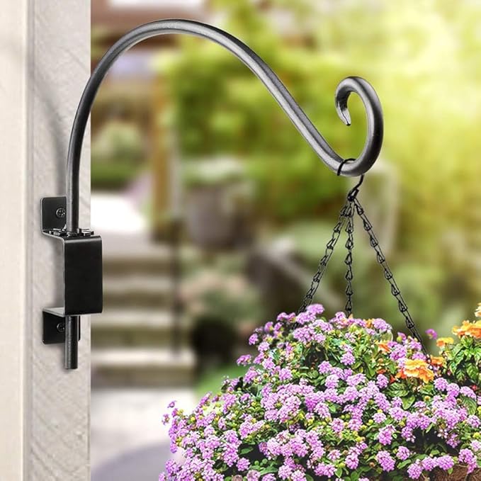Lifyzoon Swivel Hanging Plant Bracket Outdoor: 22Inch Swivel Hanging Plant Hangers Bracket, 35lb Weight Capacity - Outdoor Swivel Wall Hook for Hanging Bird Feeder, Birdhouse, Wind Chimes