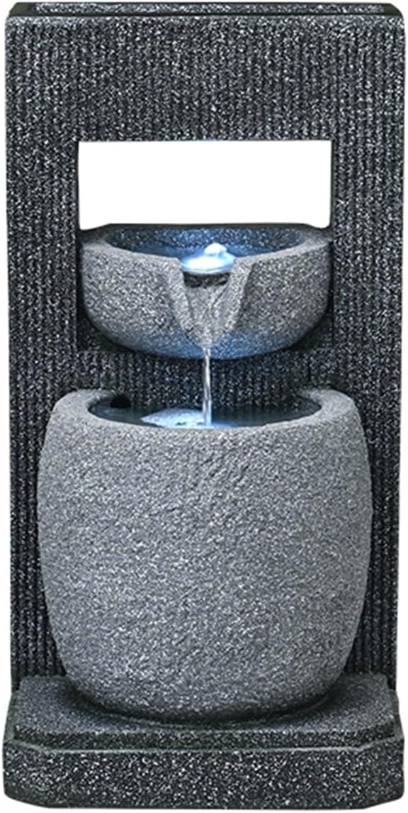 Qingyignge 27” H Modern Outdoor Fountain 2 Crocks Outdoor Garden Fountains LED Light for Garden, Patio, Deck, Porch, Backyard and Home Art Decor