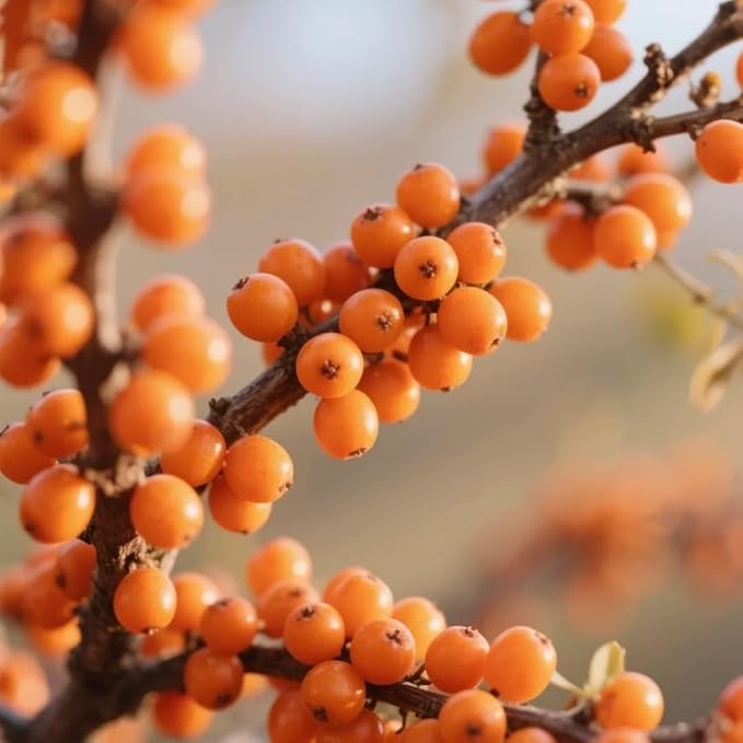 Sea Buckthorn Seeds for Planting, 30pcs Perennial Sea Buckthorn Fruit Tree Seed Non-GMO Heirloom Sweet Edible Tropical Fruit Plants, Sweet Juicy Fruits Plants in Your Home Garden Outdoor