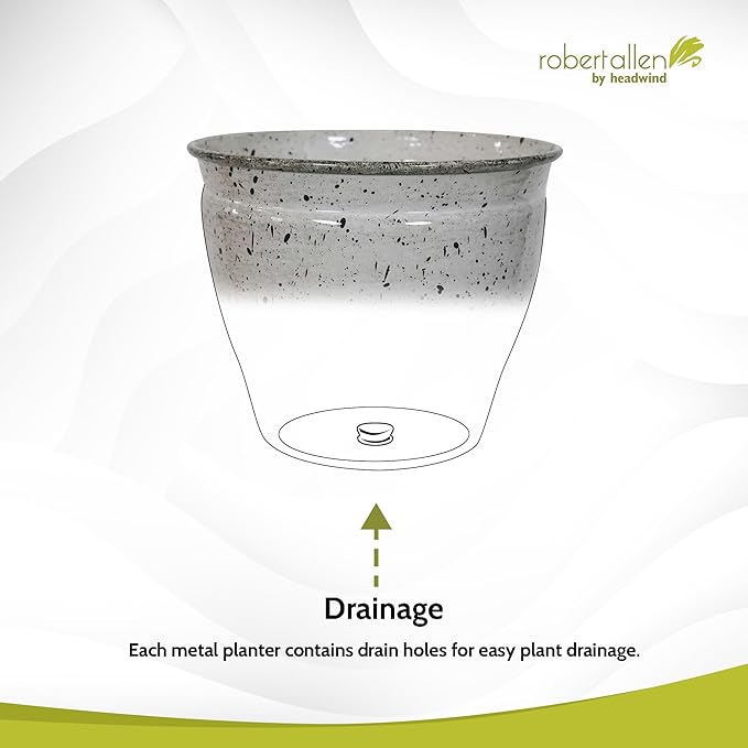 Headwind Riverside Collection – 10" Dalmation Glazed Decorative Plant Pots Indoor with Drainage & Outdoor - Modern Flower Pot Weather-Resistant Lightweight Planter by Robert Allen