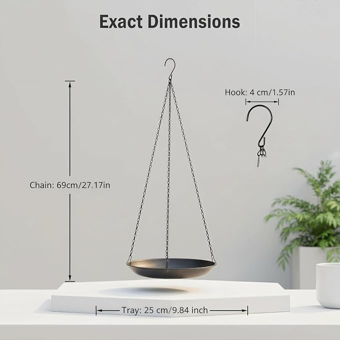 ZYUXUAN Hanging Planter for Indoor Outdoor, Plant Hanger, Hanging Plant Holder, Plant Pot Shelf Basket for Window Wall Ceiling Garden with Chains and Hooks, 2Pcs (Round)