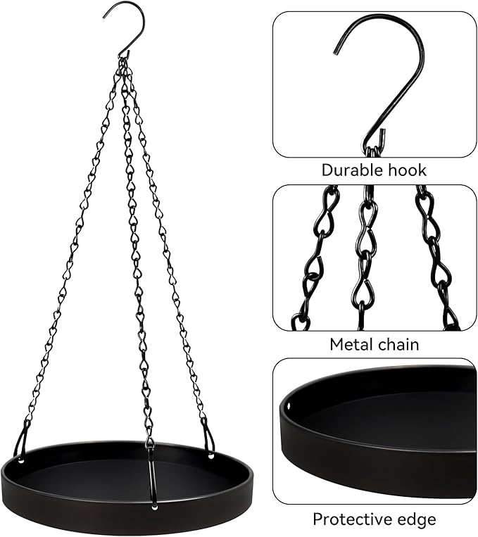 PIKAMAO Plant Hanger Indoor Outdoor, Hanging Planter Baskets for Outdoor Indoor Plants, Hanging Plant Holder Plant Shelf Metal Window Plant Hanger, 3 Pack