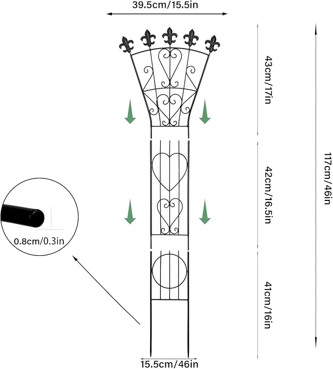 3pcs Indoor Climbing Plant Trellis 46x15.5in Heavy Duty Durable Iron Decorative Support for Monstera, Pothos, and Houseplants Ideal for Vertical Growth in Garden, Balcony, and Indoor Spaces