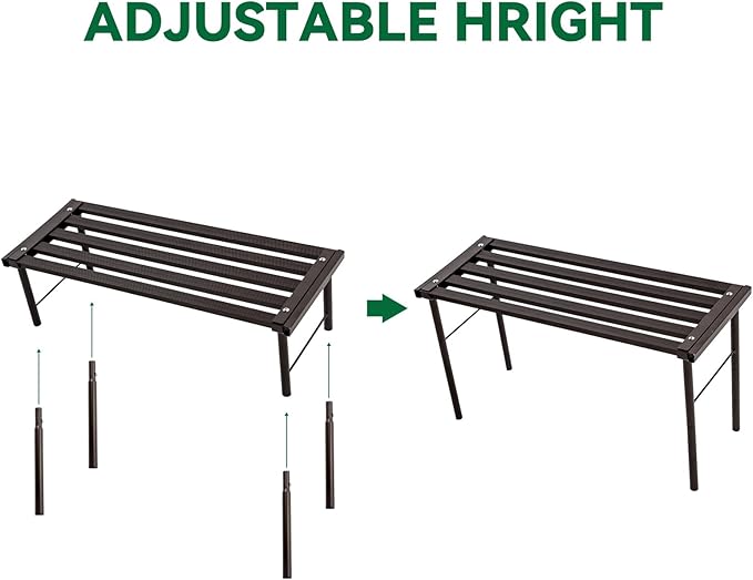 MultirackX Metal Plant Stand, Rust-proof Aluminum Flower Pot Stand, Heavy Duty Planter Display Shelving for Patio Balcony Garden Living Room Decorative (Ebony, 23.6 Inch)