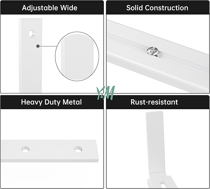 Y&M 6 PCS Adjustable Window Box Brackets for Planter Box, Heavy Duty Wall Mounted Hooks Hangers for Flower Baskets Holder Durable, Brackets for Fence Patio Garden Balcony