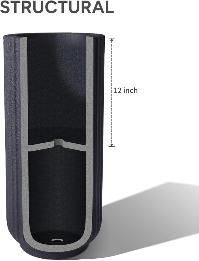 TerraDeco 31.5 Inch Tall Roman Column Concrete Planter（14.2Dx31.5H，36 Pounds）,Durable All-Weather Use with Drainage Holes,Large Tall Round Planter for Outdoor Indoor Plants