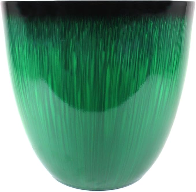 Gardener Select (EPR15-205) Large Egg Shaped Planter - Modern Indoor & Outdoor Decorative Flower Pot/Box (15 Inch, Green Flower)