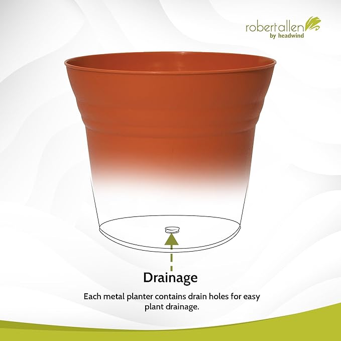 Headwind Traverse Planters – 12" 2 Pack Plastic Plant Pot in Tango Orange - Indoor & Outdoor Pots for Plants with Drainage - Decorative Plant Pot, Flower Pots Outdoor for Garden by Robert Allen