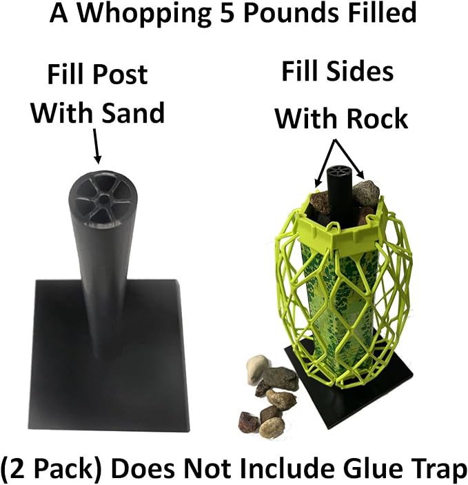 Keyfit Tools StickyStand (2 Pack) Wasp Yellow Jacket Glue Stick Trap Stand For Flat Surface Like Tables Decks & Patios Weighted Stand Wind Resistant ~Does Not Include Traps