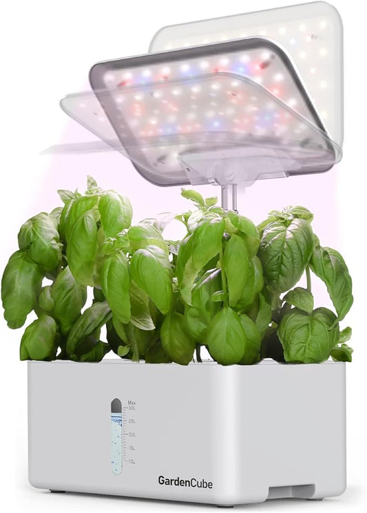 GARDENCUBE Hydroponics Growing System Kit: 8 Pods Indoor Herb Garden with LED Grow Light Quiet Smart Pump Automatic Timer Plants Germination Kit Height Adjustable - Gardening Gifts for Women Men