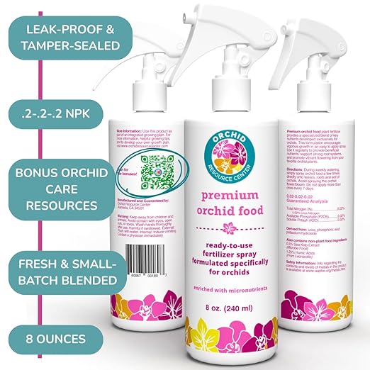 Orchid Fertilizer Spray – Nourishing Liquid Plant Food Mist for Healthy Orchids – Easy-to-Use Nutrient Boost for Vibrant Blooms & Healthy Roots – Made in USA – 8 oz