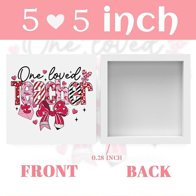 Teacher Valentine Decor Gift, Vintage Valentines Day Gifts for Teachers, Teacher Appreciation Gifts, Birthday Retirement Thank You Gift, Coquette Bow Pencil Wooden Box Sign for Office Desk Decor