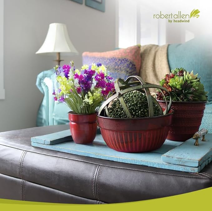 Headwind Glazed Ironstone Boutique Collection Cascade Bowl Plant Pot – Sangria Color 8 Inch Pot for Indoor Plants - Planters for Indoor Plants - Ideal Succulent Planters by Robert Allen