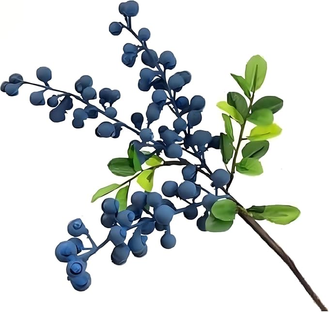 Artificial Blueberry Stems with Berries, Blue Christmas Fruit Decor, DIY Floral Arrangement, Artificial Plants Flowers (Multicolor)