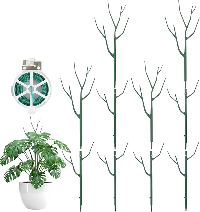 Qaobo 10 Pack Stackable Plant Support Stakes, Climbing Plant Support Structures for Monstera, Pothos, Philodendron Garden Plant Stakes for Indoor Outdoor Plants