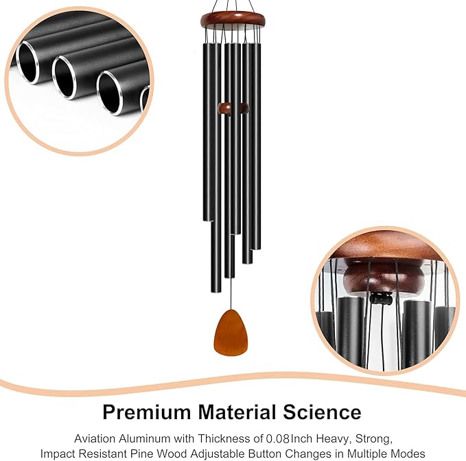 Bursvik Wind Chimes for Outside Deep Tone, 50 inch Large Wind Chimes, 6 Heavy Duty Tubes Aluminium Metal Extra Large Wind Chime, Decoration for Garden, Patio, Yard, Gift for Mother's Day(Waterdrop)