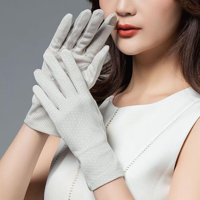 INOGIH Women Sunblock-Fingerless Gloves UV-Sun-Protection Driving Non-Slip Outdoor Gloves for Women Girls