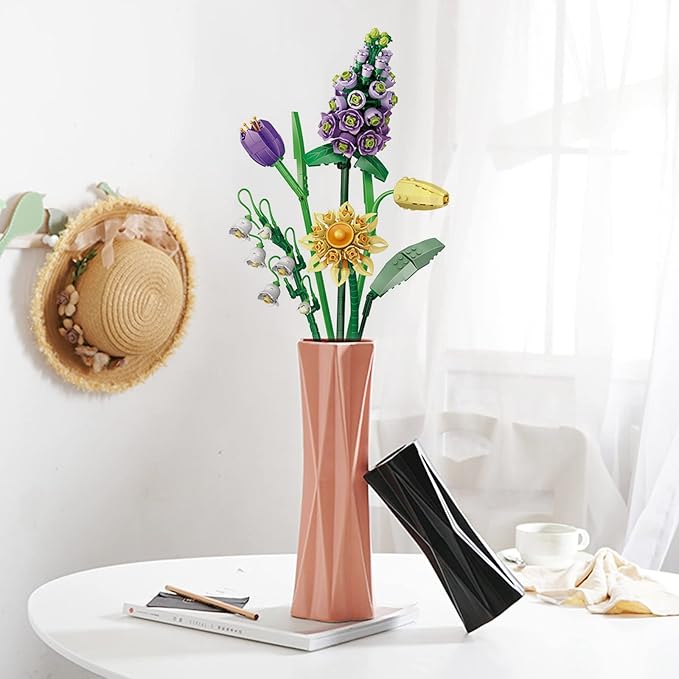 MEIEST Mini Building Blocks Flower Bouquet Set,Creative DIY Unique Decoration Home,Flowers Botanical Collection Construction Building Bricks Toy for Kids Adult (Violet)