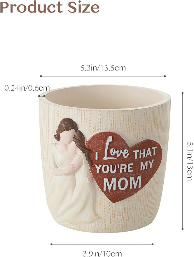Afigurna Gardening Gifts for Mom from Daughter: 5.3in Hand-Painted 3D Art Planter - Garden Gifts for Gardening Mom - Meaningful Plant Pot Gifts for Birthday Christmas Mother's Day
