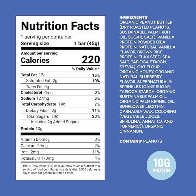 FROPRO Plant Protein Snack Bars - Plant Based Protein Bars, All-Natural, Gluten, Dairy, & Soy Free, High Protein Bars with Low Calories | Blueberry Dream, 24 Pack