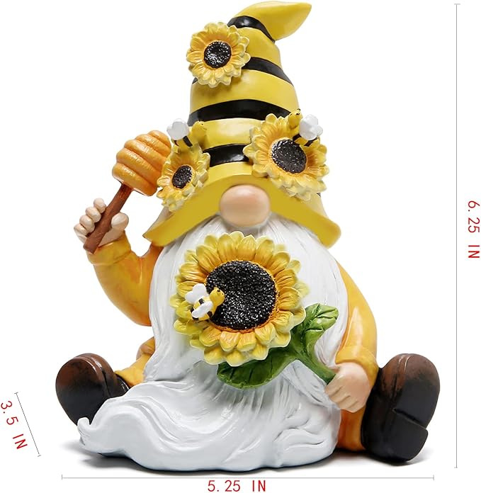 Hodao Bumble Bee Spring Gnome Decorations for Porch, Garden Yard Honey Elf Ornaments World Bee Day Decorations Gifts for Outdoor Garden Decor Birthday Gifts for Mom, Grandma, Women