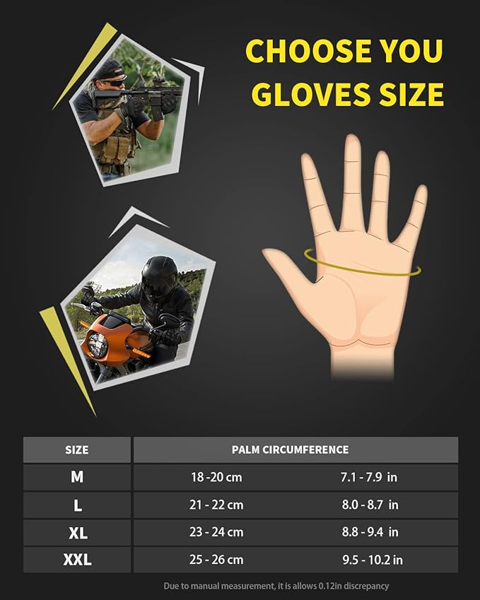 Tactical Gloves for Men, Shooting & Motorcycle Gloves with Hard Shell Knuckle Protection & Leather Palm for Airsoft Motorcycle Cycling Paintball Sports Climbing Training Hunting