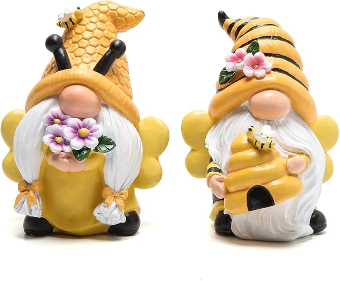 Hodao Spring Garden Gnomes Decorations Honey bee Gnome World Bee Day Decorations Gifts -Swedish Dwarf Figurine Table Summer Honey Bumble Bees Gnomes Decorations for Home
