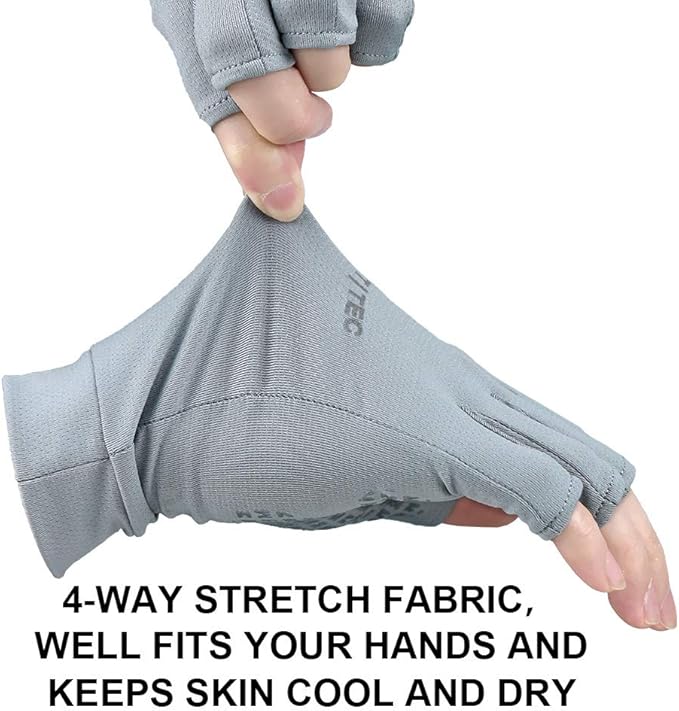 Unisex UV Protective Fingerless Gloves UPF 50+ Summer Sun Glove for Outdoor Fishing Cycling Hiking Driving Kayaking