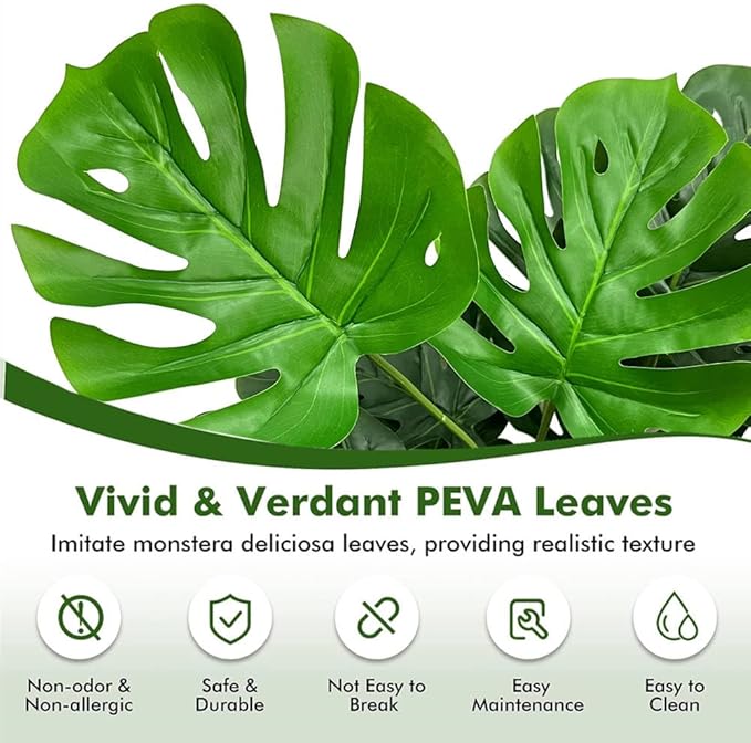 KIRIFLY Fake Plants 40" Artificial Monstera Tree Plant Indoor with 18 Trunks Faux Greenery Potted Green Décor for Home Office Bathroom Farmhouse