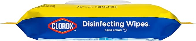 Clorox Disinfecting Wipes, Bleach Free Cleaning, Crisp Lemon, 75 Count (Pack May Vary)