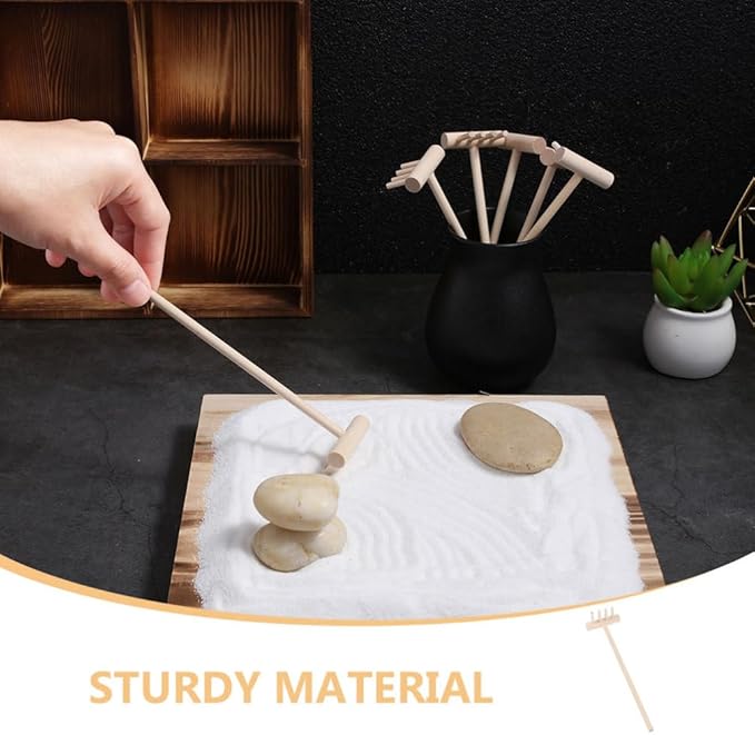 TOPPERFUN 20Pcs Mini Zen Garden Rake Tools Bamboo Sand Rakes for Meditation Desk Dollhouse Accessories and Sand Tray Decoration