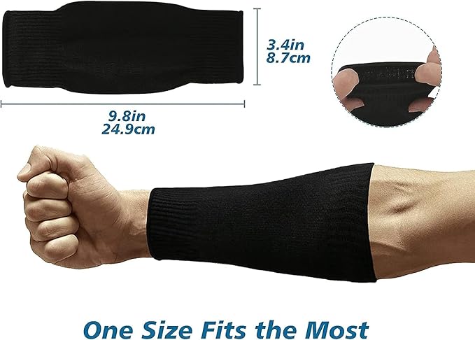 CAWANFLY 2 Pairs Protective Arm Sleeves, Cut Resistant Sleeve Arm Protectors Anti Abrasion Safety Armband for Garden Kitchen Work (Black+Black)