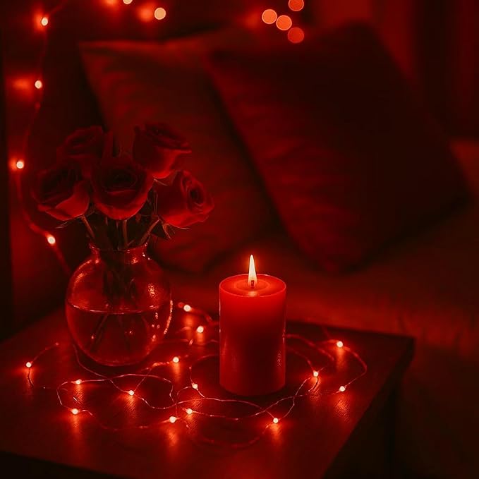 2 Pack Total 200 LED Fairy Lights Battery Operated String Lights with Remote & 8 Modes, 33FT Waterproof Copper Wire Battery Powered Twinkle Lights for Outdoor Christmas Parties Decoration Red