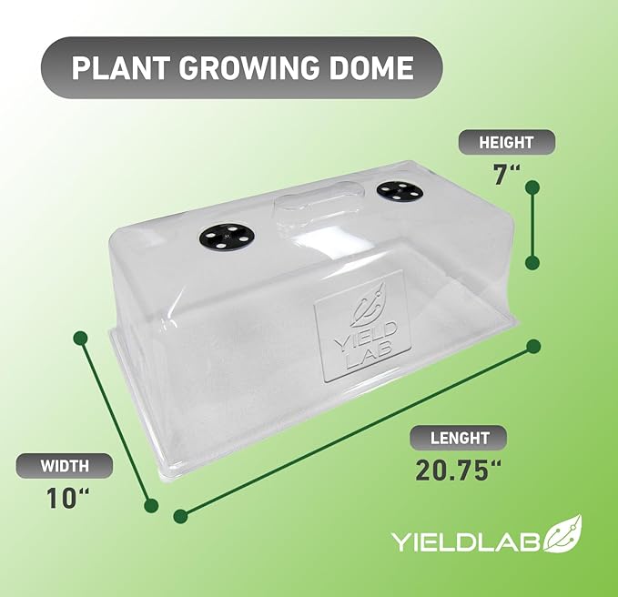 Yield Lab 7 Inch Propagation Dome - 10 Pack Humidity Vented Domes – Plant Growing Dome for Seedling, Germination, Soil & Hydroponic Horticulture