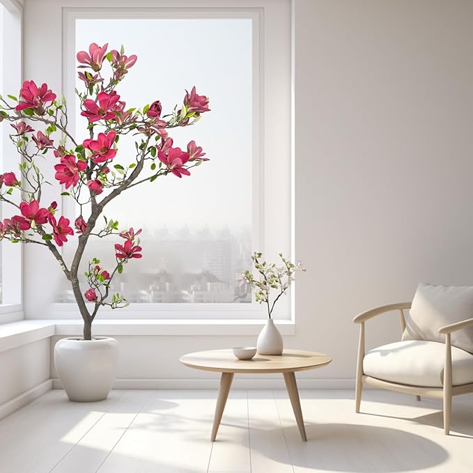 Alonfale 6ft Red Artificial Magnolia Tree - Lifelike Faux Tree for Indoor/Outdoor Decor - Perfect for Home, Porch, or Office (1, Red, 6ft)