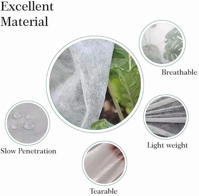 Agfabric Plant Covers Freeze Protection H39 xDia39 0.9oz Freeze Cloths for Plants Plant Frost Protection Covers Drawstring Bags Shrub Jacket,White,4 Pack