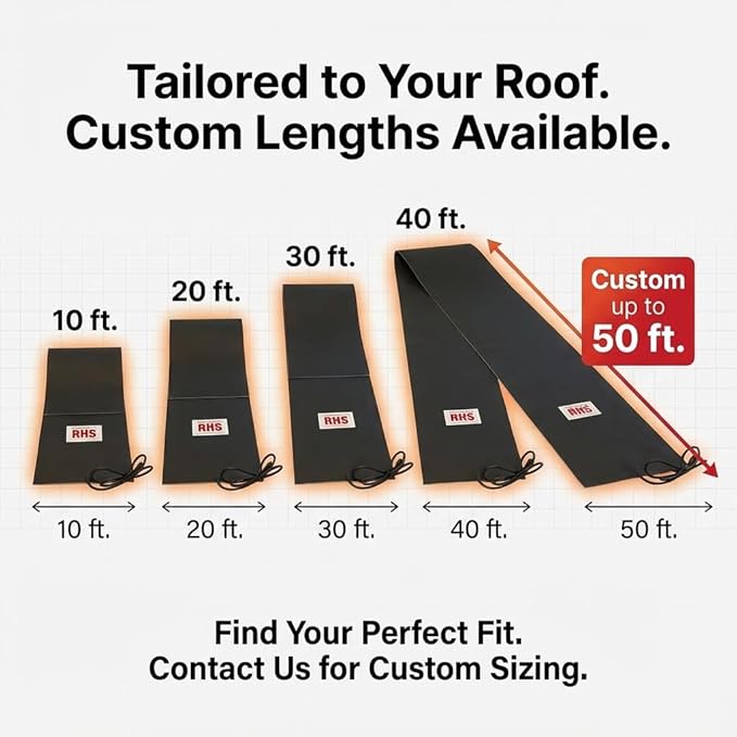 Roof Valley Ice Dam Heater Mat - Snow & Ice Melting System - Prevents Ice Dams & Roof Leaks - American Made - UL Listed Components - Melts 2 Inches of Snow per Hour (15’ x 13”)