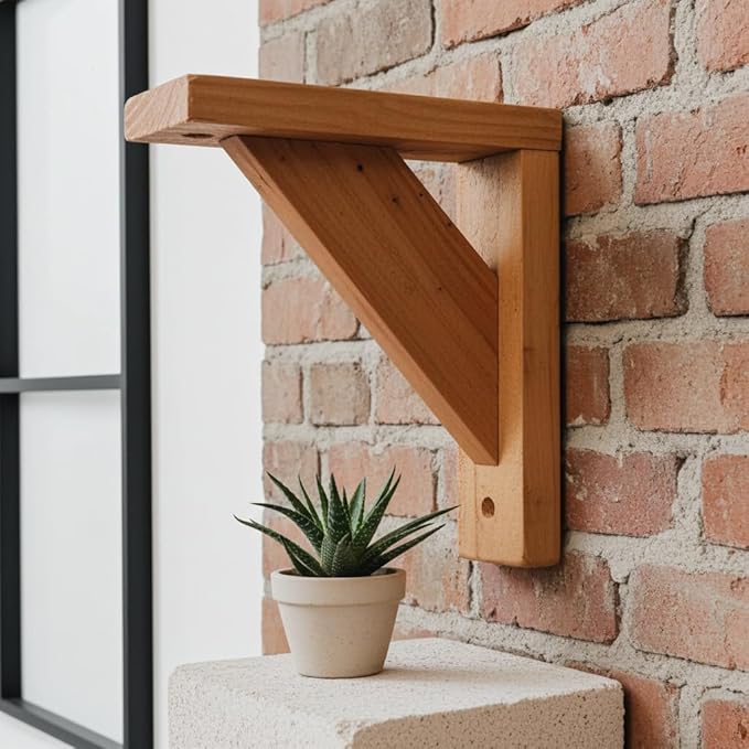 Set of 2 Cedar Window Box Support Brackets 6 in x 6 in – Wooden Brackets for Window & Railing Planter Boxes, Indoor or Outdoor Use, Made in USA