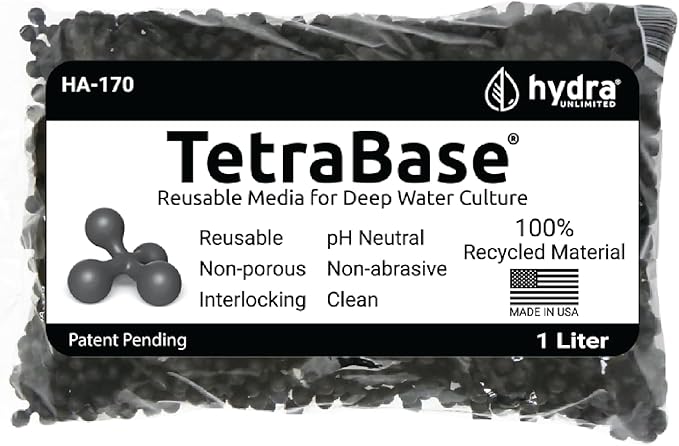 TetraBase Hydroponic Grow Media 1 Liter Bag | Reusable, pH Neutral, Non-Porous, Clean, Interlocking. Deep Water Culture DWC and Recirculating Deep Water Culture RDWC Grow Media (1 Liter)