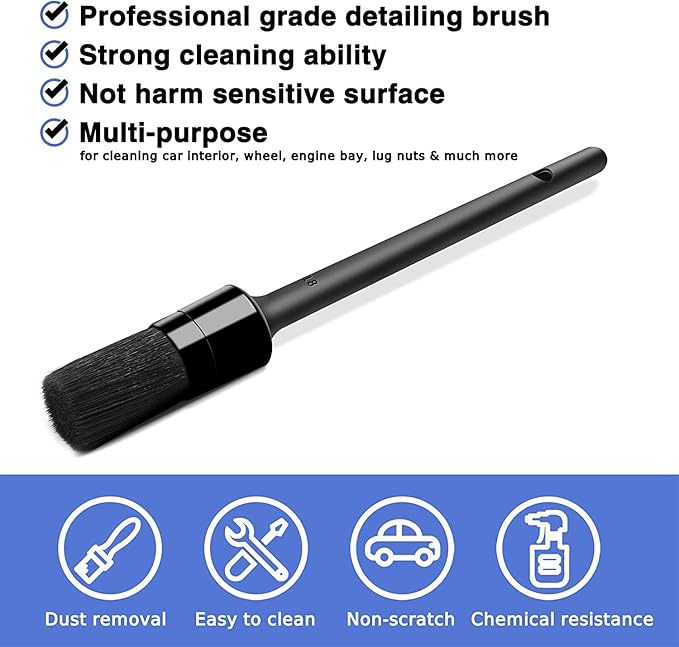 10pcs Detailing Brush Set, Multi-Purpose Car Detailing Brushes for Cleaning Car Interior, Exterior, Engine, Leather, Including 5 car Cleaning Brush, 3 Wire Brush, 2 Air Vent Brush,Black