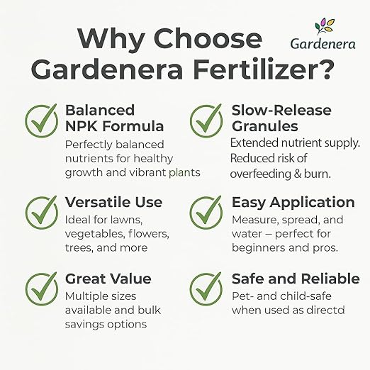 Gardenera 13-13-13 Slow Release Granular Fertilizer – All Purpose Plant Food 13 13 13 for Outdoor Grass, Vegetables, Roses, Flowers, Shrubs, Trees. Lawns, Gardens, Potted Plants (2 Quarts)