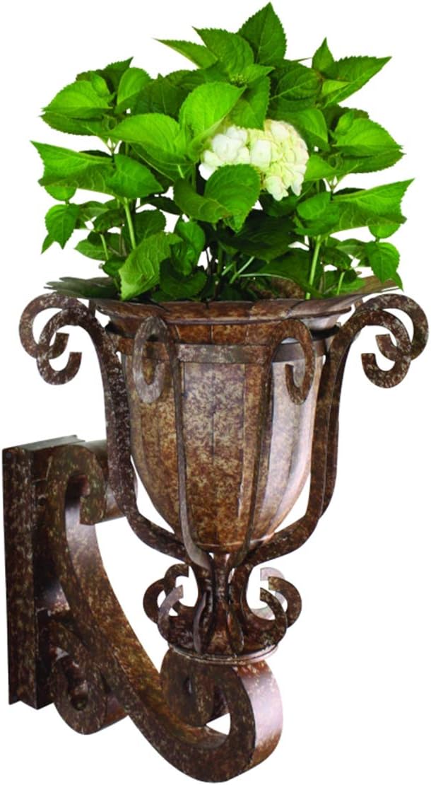 MY SWANKY HOME Luxe Oversize Scroll Bronze Brown Wall Planter Bracket Old World Ornate Urn
