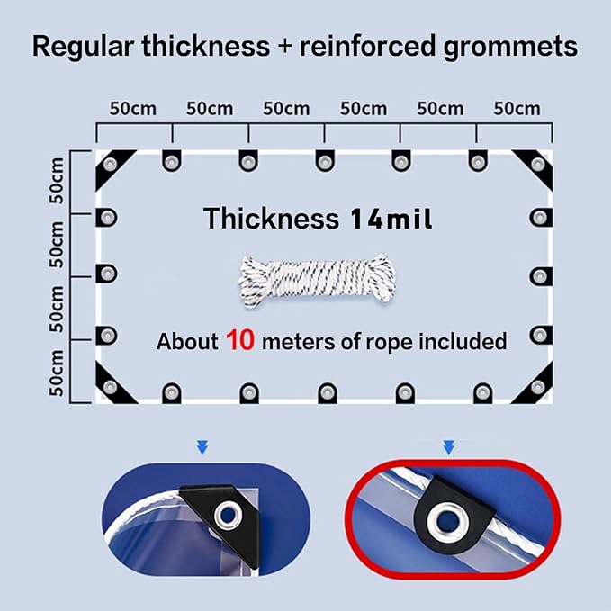 12x20ft Clear Tarp with Grommets Cover,Clear Tarpaulin Tear Waterproof Heavy Duty with Resistant PVC Vinyl Tarps,14mil Reinforced Edges Outdoor Waterproof Tarps,Greenhouse, Patio and Porch