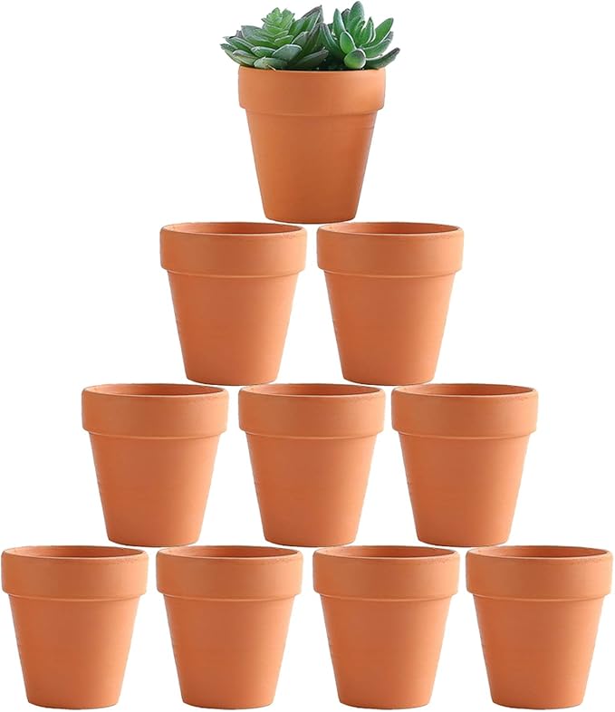 Yishang Terracotta Flower Pot Clay Planter - 4 Inch with Drain Hole for Succulent Cactus Great for Succulent & Cactus Nursery Planter, DIY Craft Projects, Wedding and Party Favors