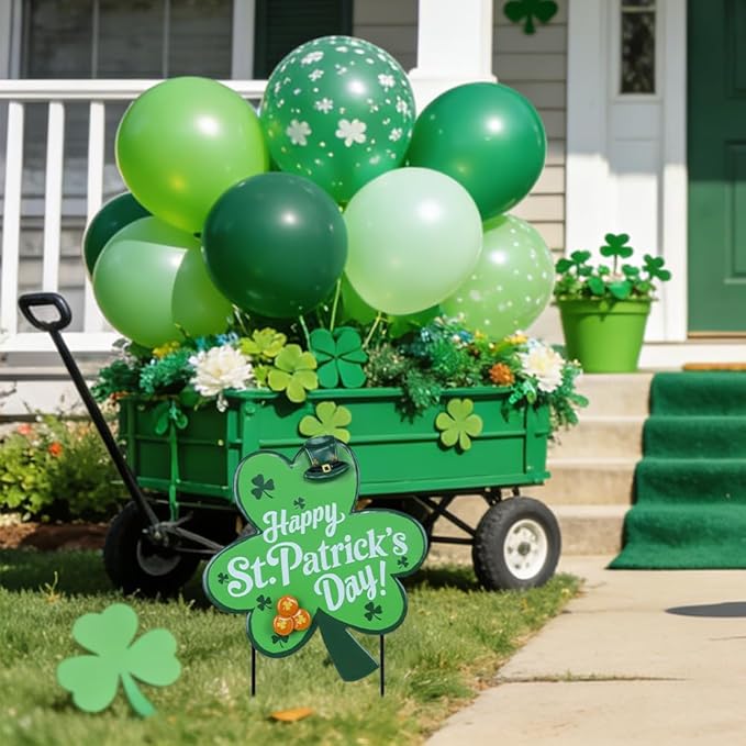 hogardeck St Patricks Day Decorations Outdoor, Shamrock Decorative Garden Stakes for St Patricks Day Decor, Happy St. Patrick's Day Yard Sign Clover Saint Patricks Day Decorations for Home Porch Lawn
