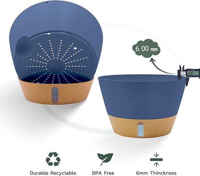 ZMTECH 12 Inch Hanging Planters for Indoor, Large Hanging Plant Pot with Visible Water Level and Chain, Self Watering Hanging Flower Pot for Outdoor Garden Porch(Blue)