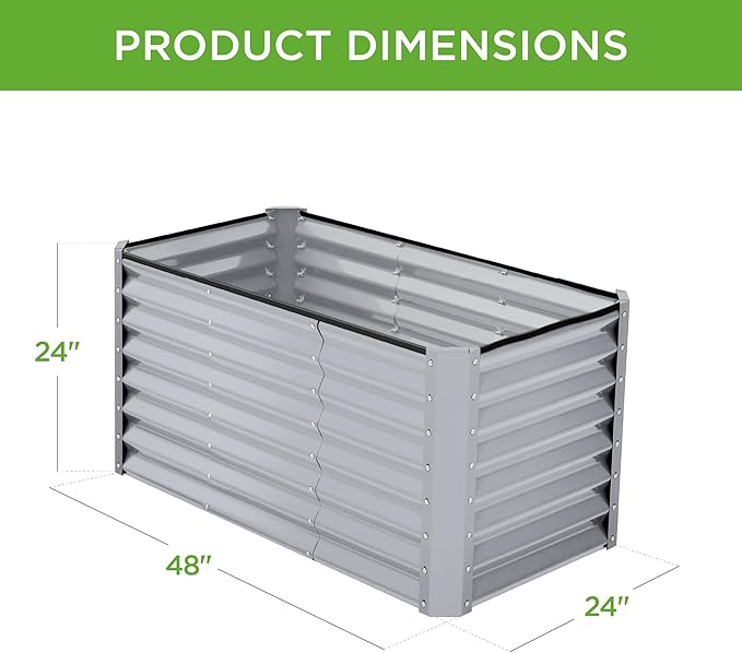 Best Choice Products 4x2x2ft Outdoor Metal Raised Garden Bed, Deep Root Planter Box for Vegetables, Flowers, Herbs w/ 119 Gallon Capacity - Moonlight Gray