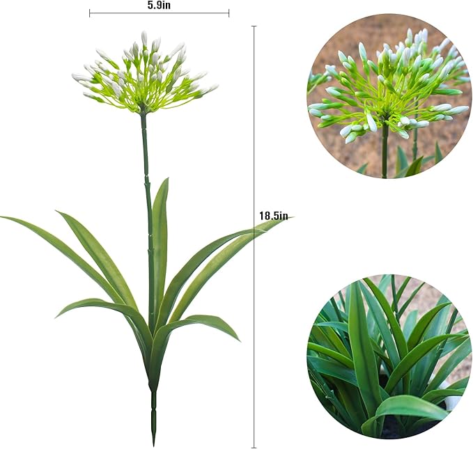 HIFORESTAR Faux Outdoor Flowers Realistic Artificial Plants 8 Bundles Plastic Flower Outside 18.9 in Fake Greenery Stems Green Flower for Pot Planter Decor Outside